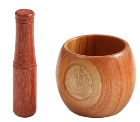 Set Di Pestello E Mortaio 1 Set Barattolo di Aglio Mortaio Smerigliatrice Legno Pestello Rotondo Liscio Lucidato a Mano for Macinare Erbe Spezie Grani Pepe Per La Macinazione(M)