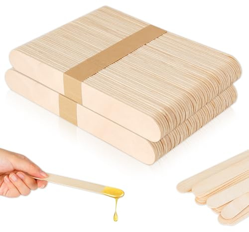 100 pezzi Spatole per Ceretta Depilatoria, Bastoncini in Legno per Ceretta | Spatoline Monouso Naturali per Sopracciglia, Labbra e Viso – Ideali per Cera Calda e Cera Morbida