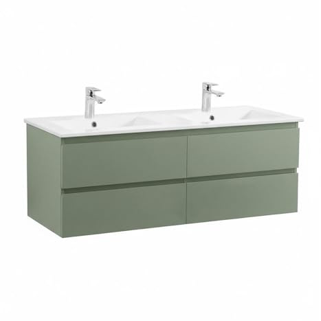MOB-IN Mueble doble lavabo Sorrento colgante con encimera de cerámica, 120 cm