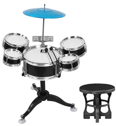 Yunmeryker Batería Infantil Kit de Tambores para Niños Juguete Educativo Instrumento Musical de Percusión Diseño de Caricatura Material Resistente Adecuado para, Negro