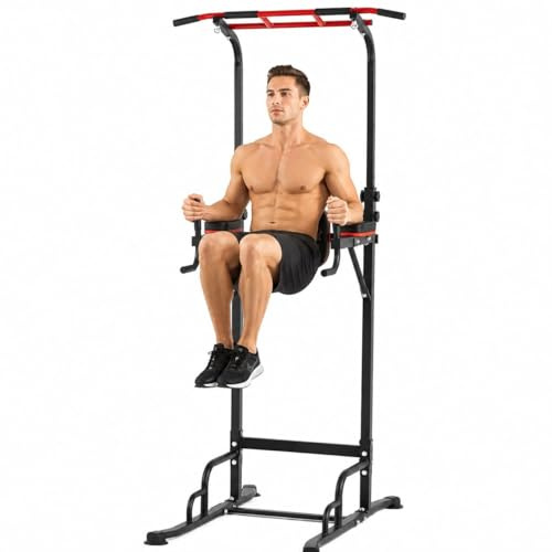 Cipriani Sport Power Tower Multifunzione Sbarra Trazioni Autoportante Regolabile 165-240 cm, Acciaio, Nero e Rosso, 120x80 cm