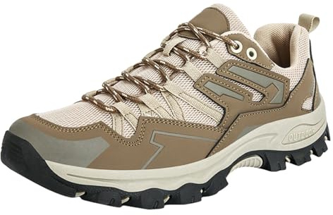 Chaussures de Randonnée Homme Bout Renforcé Anti-Choc Maille Ultra Respirante Semelle Crantée Antidérapante Baskets Trekking Montagne Plein Air Gris Marron Plusieurs Pointures(Brown,42)