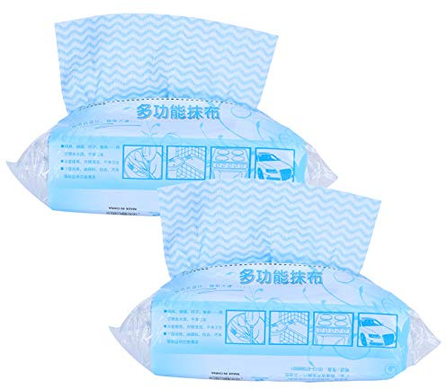 Nonwoven engångsrengöringsdukar för kök 2 förpackningar 160 st Högabsorberande Återanvändbara torktrasor för diskavtorkning Glasrengöring Dammborttagning Non Woven Tyg 20,5x18,5cm (Blå)