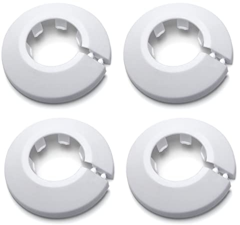 MroMax Passend für 2,5 cm weiße Kunststoff-PP-Rohrabdeckung, 25 mm, 4 Stück Flansch-Wasserrohr-Dekoration, Rosette, Schnappkappe für Küchenventile, Waschbecken-WC-Zuflussrohre, um Lücken zu verbergen