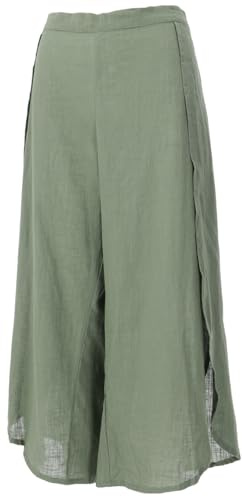 GURU SHOP Palazzohose, Boho Hosenrock, Offene Sommerhose - Helles Olivgrün, Damen, Size:M