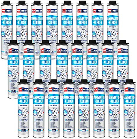 KM Trade Dämmstoffkleber für EPS- & XPS-Platten - 1K PU-Klebeschaum für Dämmung, 24 x 750 ml Dose