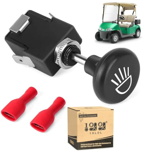 10L0L Golfwagen-Lichtschalter Golf Cart Scheinwerfer Push Pull Schalter Licht Botton Universal für Yamaha, EZGO, Club Car