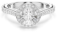 Swarovski Una Angelic Kollektion Ring, Rundschliff, Weiß, Silberfarbenes Finish