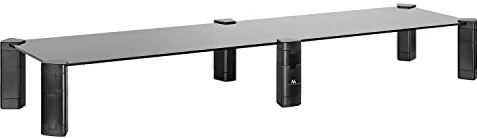 Maclean MC-936 Doppel-Monitorständer Höhenverstellbarer Bildschirmständer für 2 Monitore Laptopständer Gehärtetes Glas Monitor-Raiser Laptop Monitor Ständer bis max. 20kg