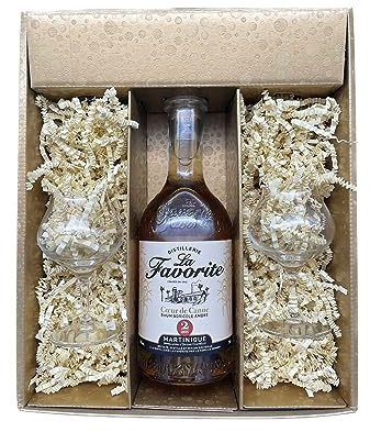 Coffret cadeau - Rhum - Or - Favorite Cœur de Canne ambré 2 ans - 2 Verres à Rhum CHEF & SOMMELIER
