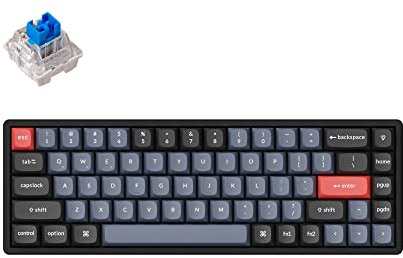 Keychron K6 Pro Wireless Custom Mechanical Keyboard, QMK programmierbares Makro, Hot-Swap-fähiger Keychron K Pro Blauer Schalter, 65% US-Layout Aluminium RGB hintergrundbeleuchtete Gaming Tastatur