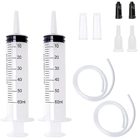 2 Stück Kunststoff Spritze, 60ML Spritzen Set mit Schlauch, für Wissenschaftslabore, Fabriken und Den Täglichen Gebrauch