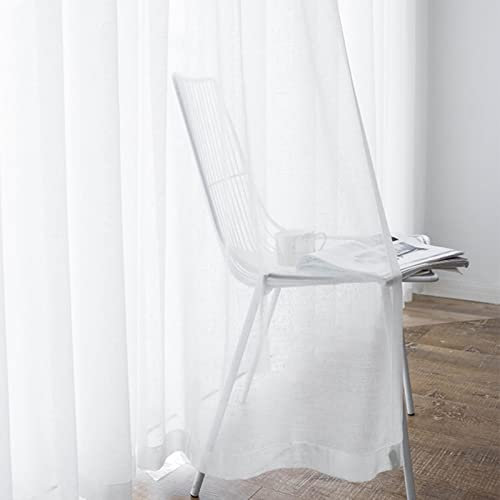 MANQILE Solide weiße Tüllvorhänge für Wohnzimmer, Baumwolle, Leinen, durchsichtiger Voile-Organza-Vorhang für Schlafzimmer, Jalousien, benutzerdefiniert