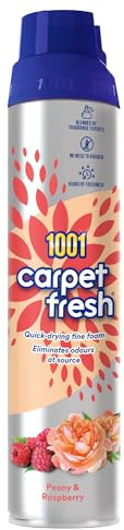 1001 • Carpet Fresh Peony & Raspberry • 300ml | Carpet & Upholstery Freshener • Peony & Raspberry • Eliminates Odours • No Vacuum Needed • 300ml