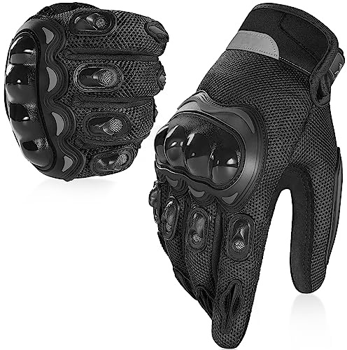 COFIT Breathable Mesh Motorcycle Gloves, Touchscreen Protective Motorbike Gloves for Men and Women BMX ATV MTB Riding, Road Racing, Motocross Racing, Cycling Black XL