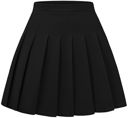 DRESS NICES Women Pleated Skirt A-Line Short Mini Basic Skirt School Uniform Cheerleader Skirts Skater Skirt Black M