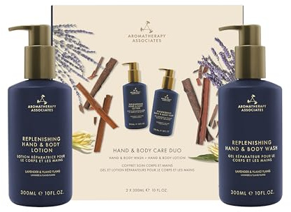 Aromatherapy Associates Washroom Collection - Replenishing Hand and Body Wash, Lotion, Shampoo, Conditioner 300ml - Enriched With Essential Oils (Replenishing Body Wash & Lotion Kit)