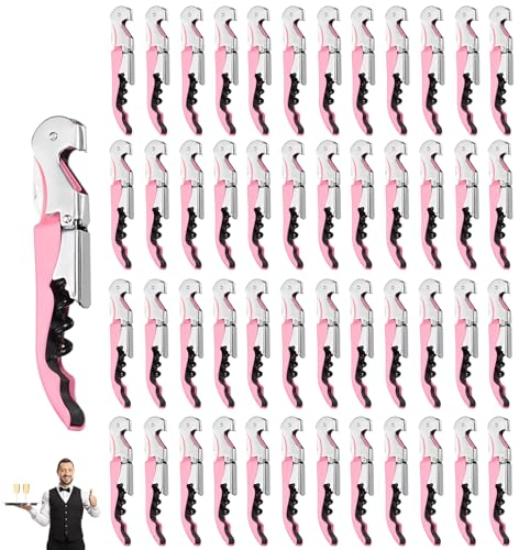 Abridor de botellas con cuchillo de camarero, abridor de botellas de vino tinto,profesional de abridor de botellas de acero inoxidable, 3 en 1 Corte de papel de cerveza (49, Rosa)