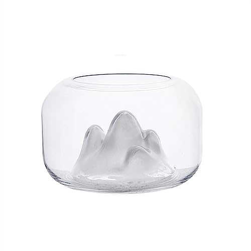 Aquarium Aquarium Kleines Snowy Mountain LightVerdicktes GlasAquariumKleines GoldfischbeckenHaustierdekorationTisch-AquascapeTank for Aquarien Fischtank (Color : Fish Tank (no Light))