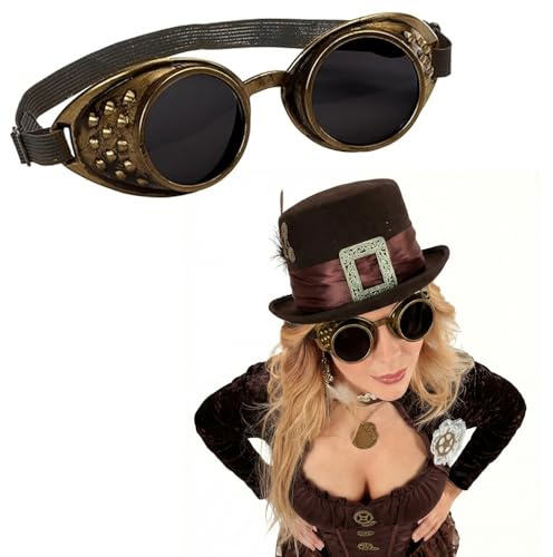 Bella Dox Bronze-Steampunk-Brille für Erwachsene, Vintage-Brille, Gothic, Halloween, Cosplay, Cosplay, Party, Brille