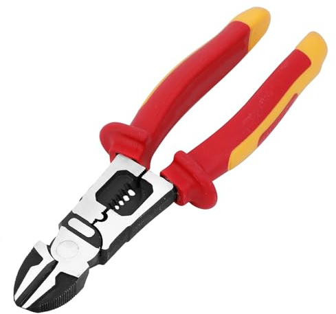 8 Inch 1000V Insulated Diagonal Cutting Pliers, Multipurpose Insulated Side Cutters Pliers with Wire Cutter/Crimper/Stripper, Heavy Duty Insulated Electrician Plier for Crimping, Stripping, Shearing