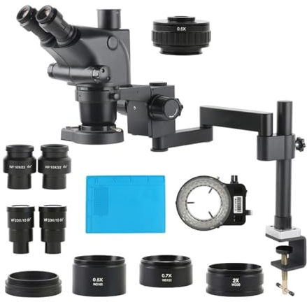 Mikroskop-Zubehör-Kit 3,25X-260X Stereo Trinokular Mikroskop 12MP 48MP 55MP 4K 2K HDMI USB VGA Typ-c Kamera + klemme Klapp Verlängerung Basis Reparatur Kit Mikroskopische Objektträger (Size : 3.5x-18