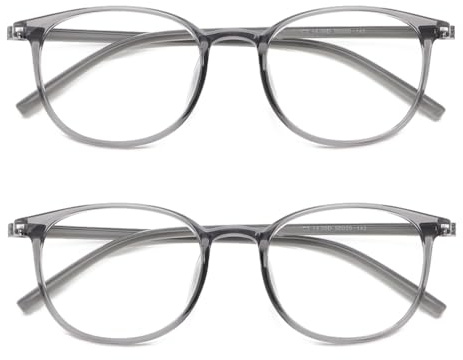 IEYELUUK Lesebrille Blaulichtfilter Rund Modisch für Damen, Computer Lesehilfe Ohne Gelbstich mit Klaren Gläsern, Entspiegelt Dioptrien +2.0