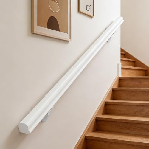 Dawselod 120cm Weißer Massivholz Handlauf | Rutschfester Treppengeländer für Zuhause | Schwerlast Sicherheitsschiene für Innen- und Außentreppen, Flure, Dachböden & Terrassen