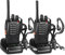 JUAUO Walkie Talkies PMR446 Professionelle Funkgerät Set, 16 Kanäle Wiederaufladbares Walky Talky Set Tragbares mit Headset und USB-Ladestation für Outdoor-Sport, Baustelle(1 Paar, Schwarz)