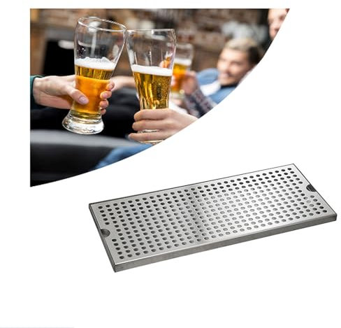 NJDQFA Abnehmbarer Metall Bierabtropfschale,Bierspender Abtropfgitter Tropfblech,Abtropfschale Aus Edelstahl Für Küche Bars Café,Metallisch,40cm