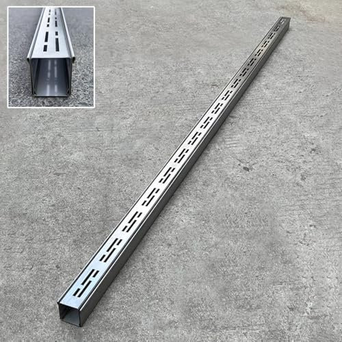 Canaleta Desague con Rejilla Drenaje Estrecho del Canal del Acero Inoxidable 304, Coladores Lineales de Canalones de Lluvia para Terrazas de Jardín y Granja, Drenaje de Zanjas con Rejilla Extraíble(W3