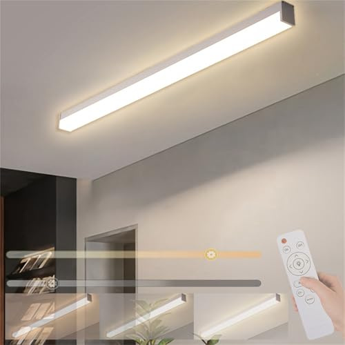 TZSMUM LED Wohnzimmer Dimmbar Deckenleuchte mit Fernbedienung Innen Deckenlampe Acryl Aluminium Lange Lichtleiste Deckenbeleuchtung Badlampe für Korridor Badzimmer Büro Schlafzimmer (Weiß,200CM)