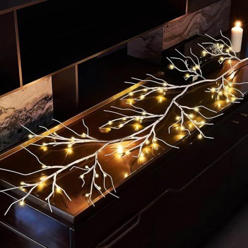 HoldOneLight Willow Vine Twig Lights, 144LED 8 Modi USB Baum Licht mit Fernbedienung Timer biegsamen künstlichen Baum Zweig Indoor Wanddekoration Ästhetischen Raum (Birke Girlande mit Lichtern 1pcs)