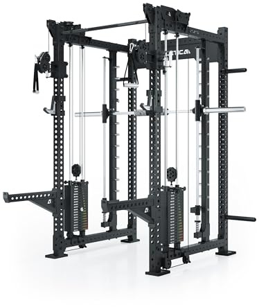 ATLETICA R8-Bradley | Stazione di trazione per cavi | Doppia stazione di trazione con blocchi di peso laterali da 2 x 90 kg | molto stabile e salvaspazio