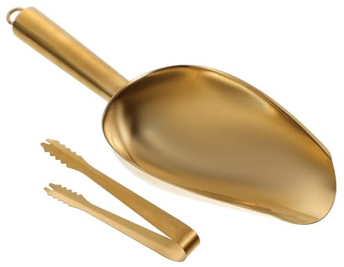 CIYODO Pala De Hielo y Pinzas De Acero Inoxidable Grueso Resistente Para Cocina Bar Utensilios Multifunción Para Cubitos Harina y Alimentos Sólidos Líquidos
