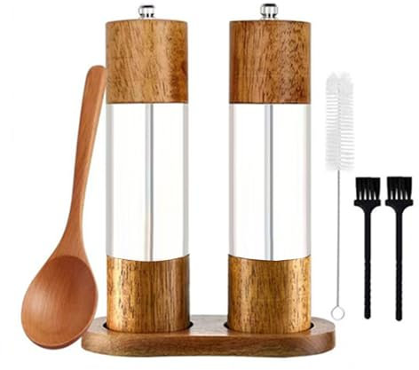Set di macinini manuali per spezie, regolabile, per sali e peperoni, in acrilico trasparente, gadget da cucina per cuochi domestici