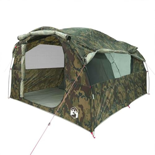 vidaXL Tente familiale Tunnel 6 Personnes Camouflage imperméable, Tente, Tente de Jardin, abri extérieur, Tente de Camping, abri de Camping