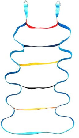 Baumleiter - Kletterseilleiter, Edelstahlschnallen -Seilleiter Buntes Gurtband | Stabile Strickleiter für Kinder, Starkes tragendes Kinderkletterseil, Hindernisparcourszubehör für Außenbereich