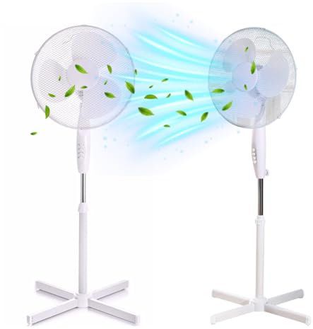 Trendi® 16” Pedestal Fan – Powerful 3-Speed Oscillating Standing Fan with Mesh Guard & Adjustable Height | Quiet Cooling Solution for Home & Office