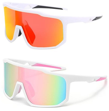 2PCS Lunettes de Cyclisme Polarisées, Lunettes de soleil de sport UV400, Enfants adolescents Lunettes de sport polarisées, Lunettes De Sport, pour Course à Pied Cyclisme Pêche Conduite Golf Ski