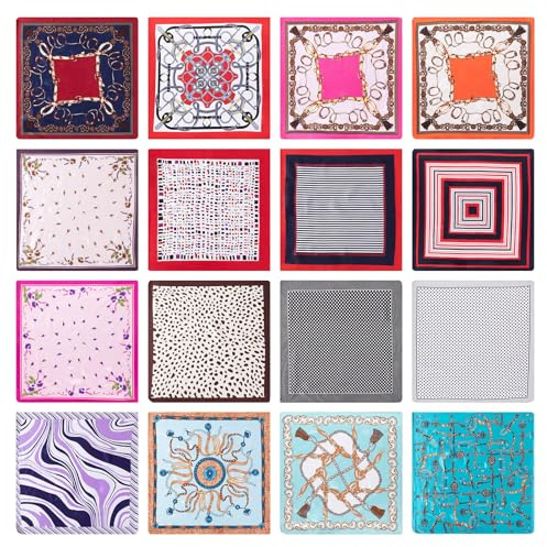 HBselect Bandana Damen Herren 16 Stück Nickitücher Kopftuch Halstuch Männer | Kopftücher Halstuch Männer Paisley Muster, Mischfarben Taschentücher Haar Schal Quadratische Tücher Bandanas 55x55cm