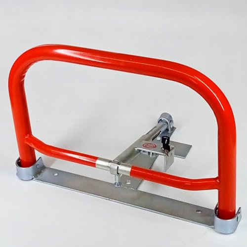 BeckerTechnik Feder-Parkbügel M verzinkt Parkplatzsperre kippbar, Kipppfosten, Parkplatzbügel abschließbar Parkbügel mit Anfahrschutz BSG-PB-M Breite 60 cm, Höhe 43 cm.