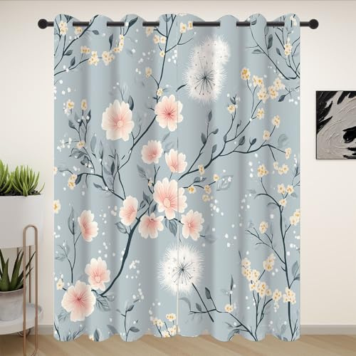 Dpvbffx Landhausstil Blumen Vorhang mit Ösen 2er Set