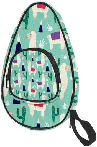 VAPOKF Housse pour raquette de tennis de table, motif alpagas avec sac de raquette de ping-pong cactus avec pochette pour 4 à 5 balles