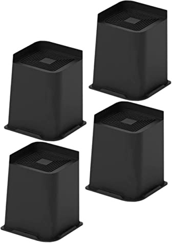 ARTSEWPLY Furniture Risers for Bed and Desk Legs 6-inch Height with Rubber Anti-slip Base and Spike Top, Black Trapezoid Shape, 4pcs Set for Sofa, Table, Couch Leg Lift and Floor Protection