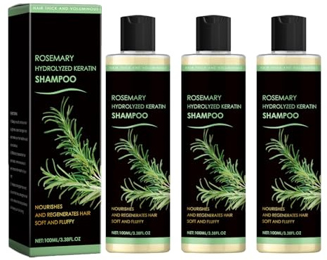 Rosemary Biotin Shampoo, Rosemary Hydrolyzed Keratin Shampoo for Hair Loss for Women, Volumizing, for Thinning, Dry, Damaged Hair, 100ml (3pcs)
