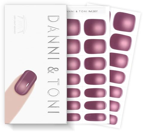 DANNI & TONI Halb ausgehärtete Gel Nagelfolien (Plum Mist) Verlauf in Pflaume uv Gel Nagelfolie Nagelsticker Nagelstreifen Nageldesign Selbstklebend Nail Wraps 28 Aufkleber