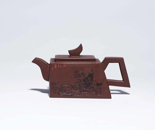 Juego De Té Para Adultos Junlin World-Juego Té Kungfu Hecho A Mano Tetera Cuadrada Arcilla Púrpura Antigua 280ml China Juegos De Té Portátiles
