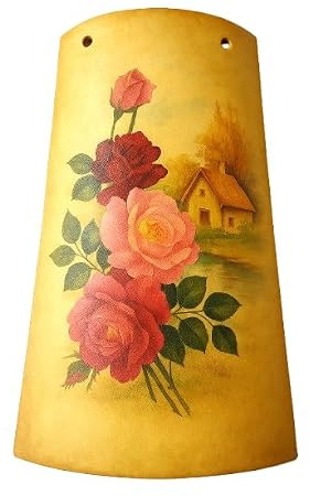 Kit Decoupage Artistico con Tegola in Cotto, Carta Decorativa con Motivo Floreale, 21x12 cm, Design Rustico con Lanterna e Fiori