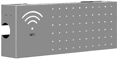 Zqkimzi WiFi Box Hider, väggmontering, organisatör, 40 x 7,8 x 9,9 cm lådskydd med kolstål, nätverksuttagsskydd, kabelhantering med elegant design, stationär eller TV-tillbehör, Grå, Refer